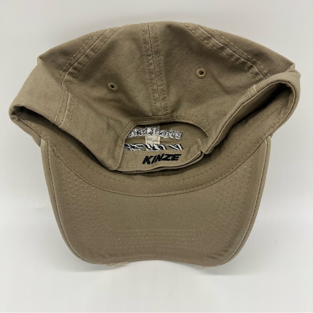 Kinze Planters Baseball Cap, Brown Khaki Distressed Adjustable Velcroe - Picture 2 of 4